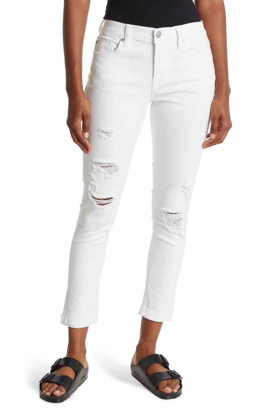Hudson Natalie Jeans Mid Rise Super Skinny Ankle Denim Ivy White NWT Size 25